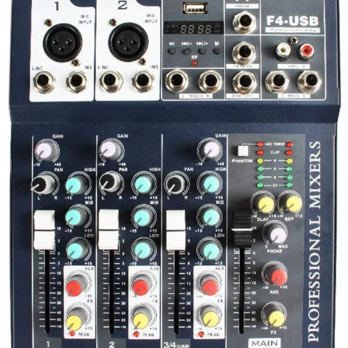 MEZCLADOR DE AUDIO 4 CANALES MIXER F4-USB MD-10723 Ref: 10723