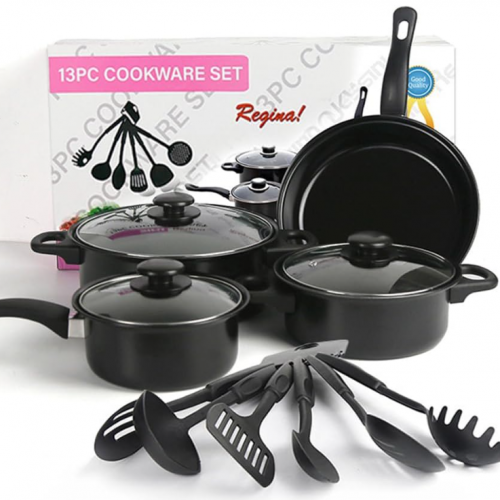 SET DE OLLAS Y SARTENES ANTIADHERENTES JUEGO DE UTENCILIOS DE COCINA DE 13 Ref: DR-2103	AM